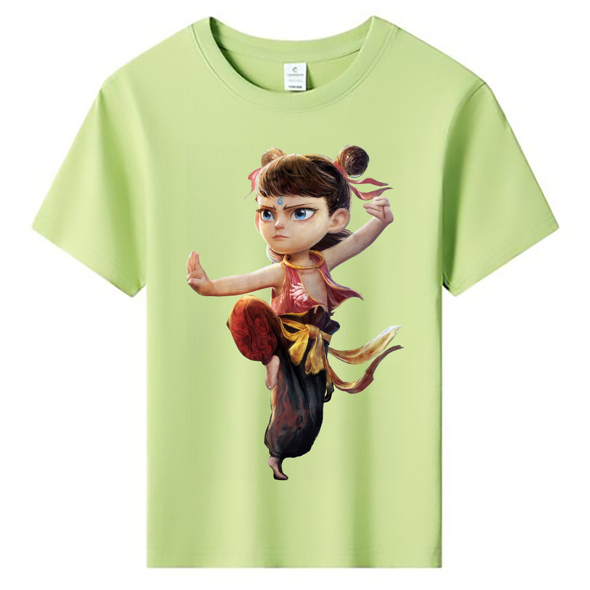 （画像用） Ne Zha 2 ナタ 魔童の大暴れ 綿100％キッズTシャツ（フロントプリント）